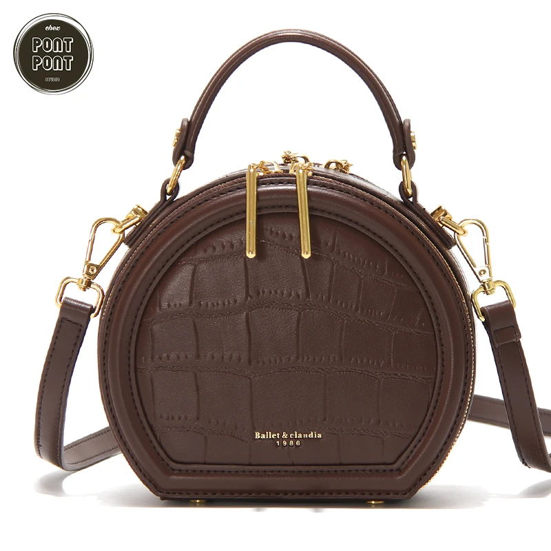 Сумка женская из искусственной кожи круглая на молнии осень | Багаж и сумки