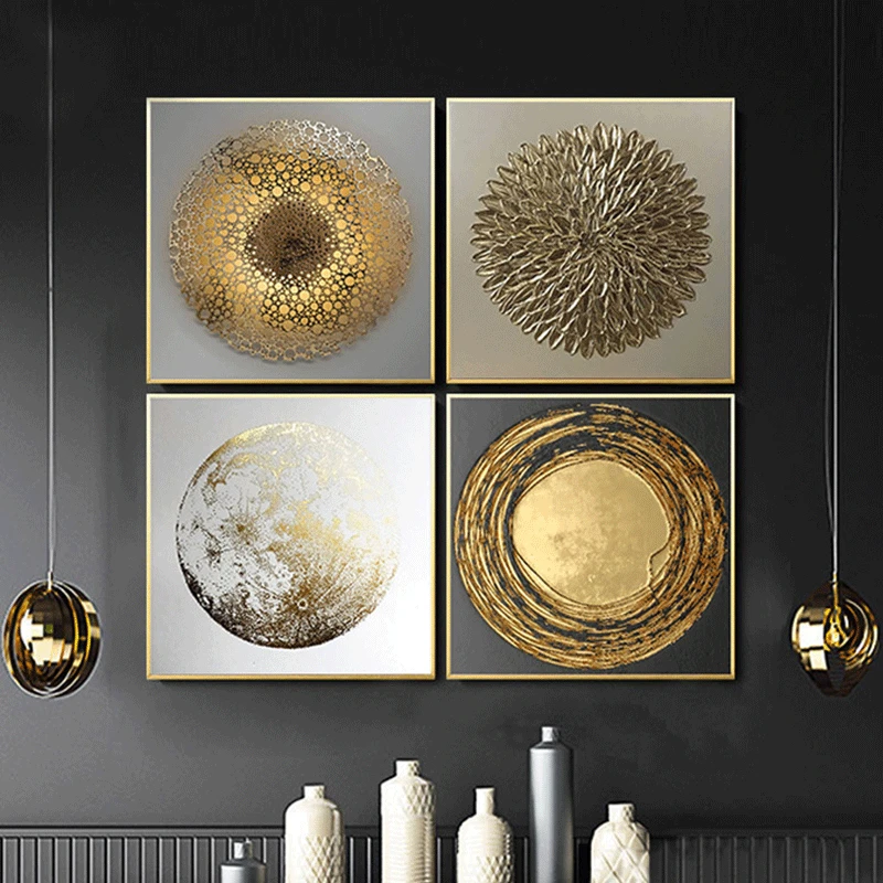 

Nordic Abstract Geometric Pattern Canvas Painting Wall Art Luxury Gold Color Poster Prints For Living Room Modern Home Decor