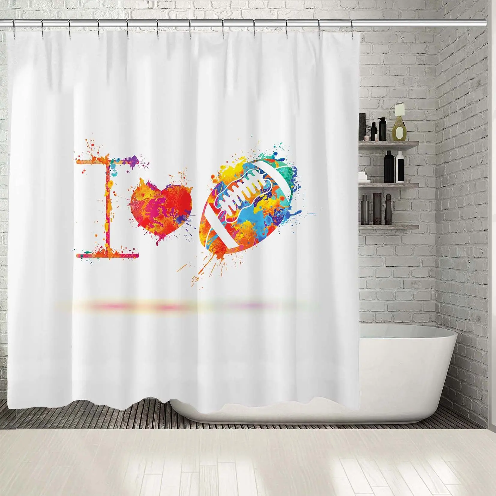 Занавеска для душа I Love бейсбольный дизайн элементы красочный красный желтый