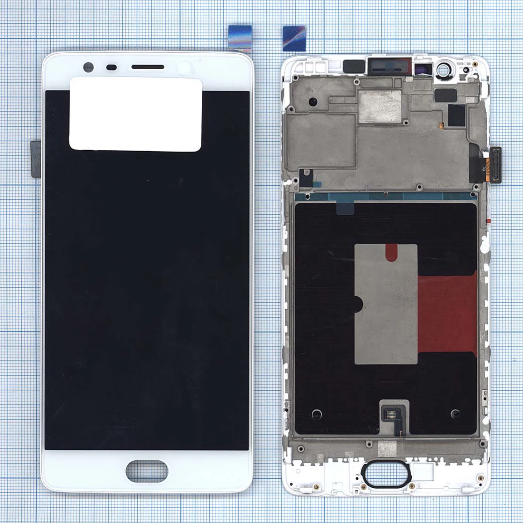 Дисплей (экран) в сборе с тачскрином для OnePlus 3 3T рамкой белый (TFT LCD) | Мобильные