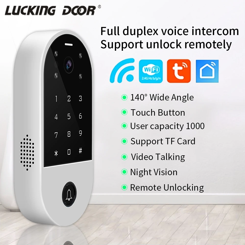Video Intercom Access Control System Tuya Smartlife APP Wifi Door Camera Intercom For Home Door Remotely Control 125Khz RFID