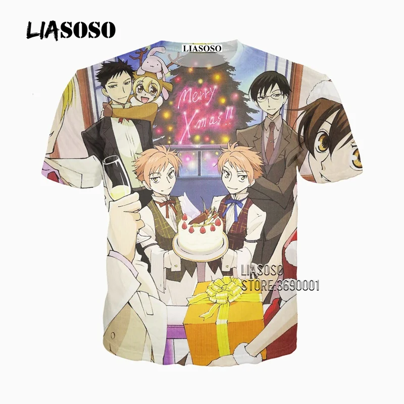 LIASOSO 3D Print Unisex Anime Ouran High School Host Club Haruhi Tshirt Summer T-shirt Pullover Short Sleeve Streetwear X2620 | Мужская