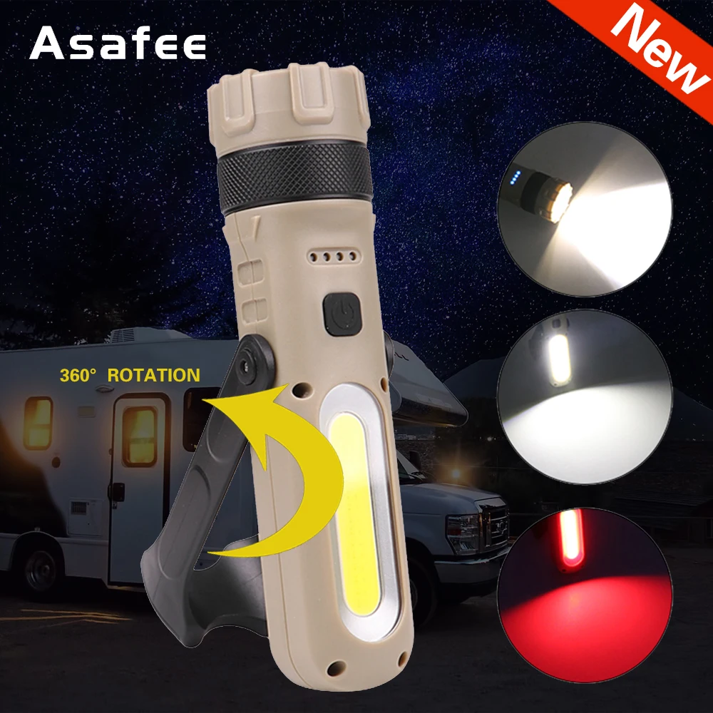 Портативный COB флэш светильник фонарь USB Перезаряжаемый светодиодный рабочий