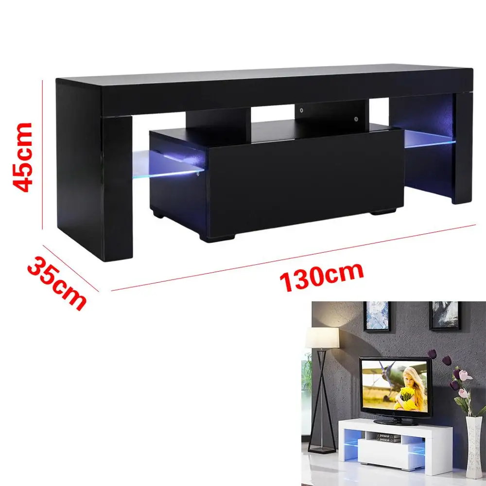 130 см Длина деревянная панель ТВ шкаф ящик для хранения светодиодный светильник