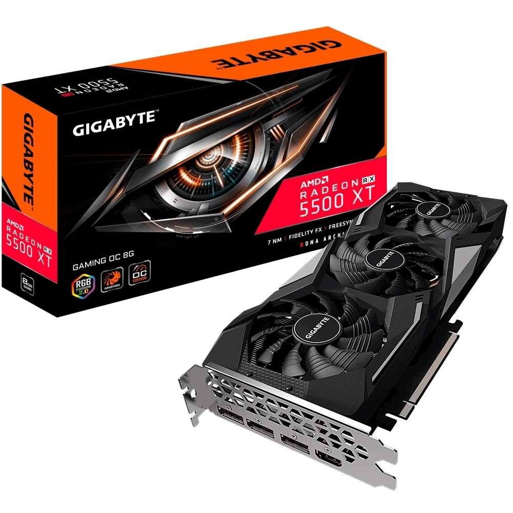 Видеокарта Gigabyte Gaming AMD Radeon RX 5500XT 1845MHz 8192MB 14000MHz 128 bit RTL [GV-R55XTGAMING OC-8GD] | Компьютеры и