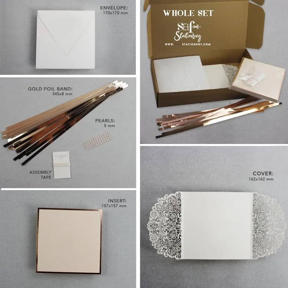 Набор DIY для свадебных приглашений лазерная резка Gatefold фольга из розового золота