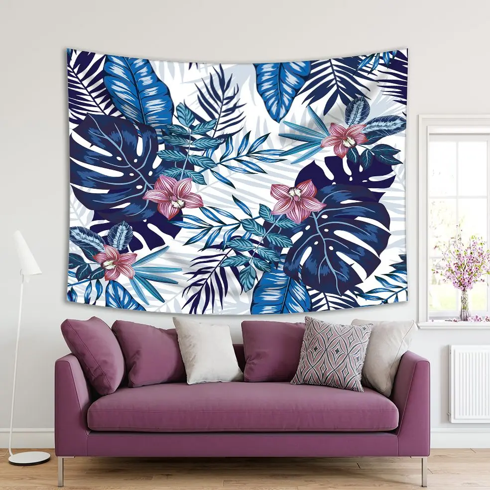Гобелен тропические листья узор с цветами орхидеи Пальмовые Листья филодендрон