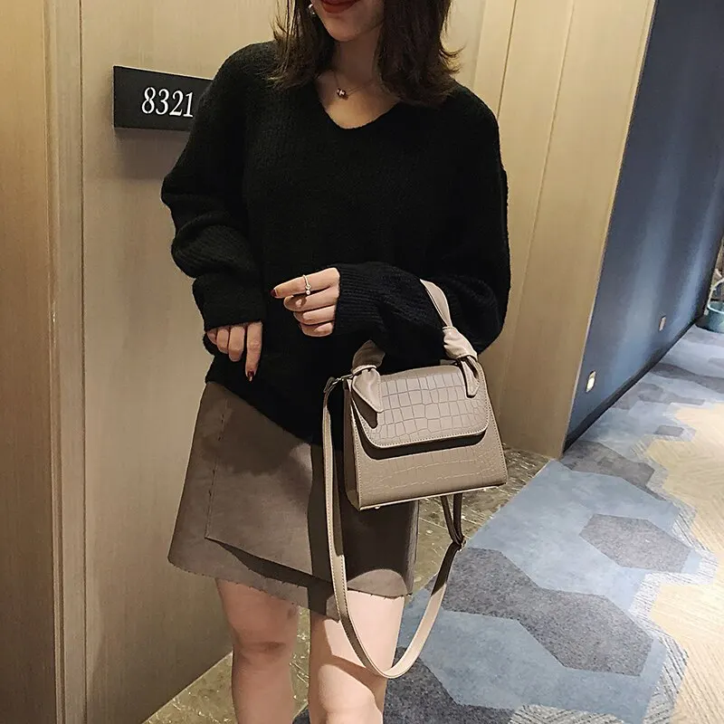 Женская кожаная сумка на плечо с узором 2020 модная компактная однотонная женские