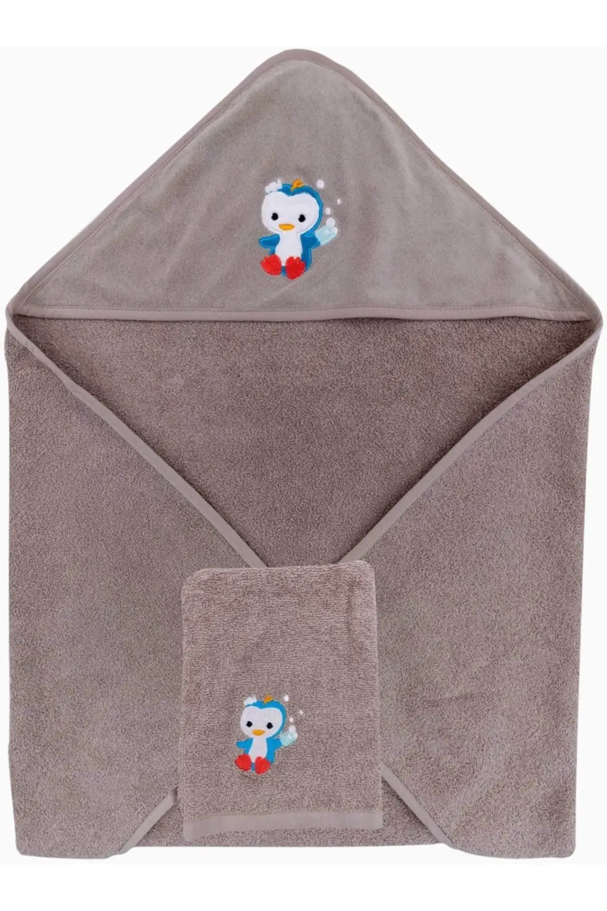

100 Памук капюшонлу Bebek Kundak Seti nesheli Penguen