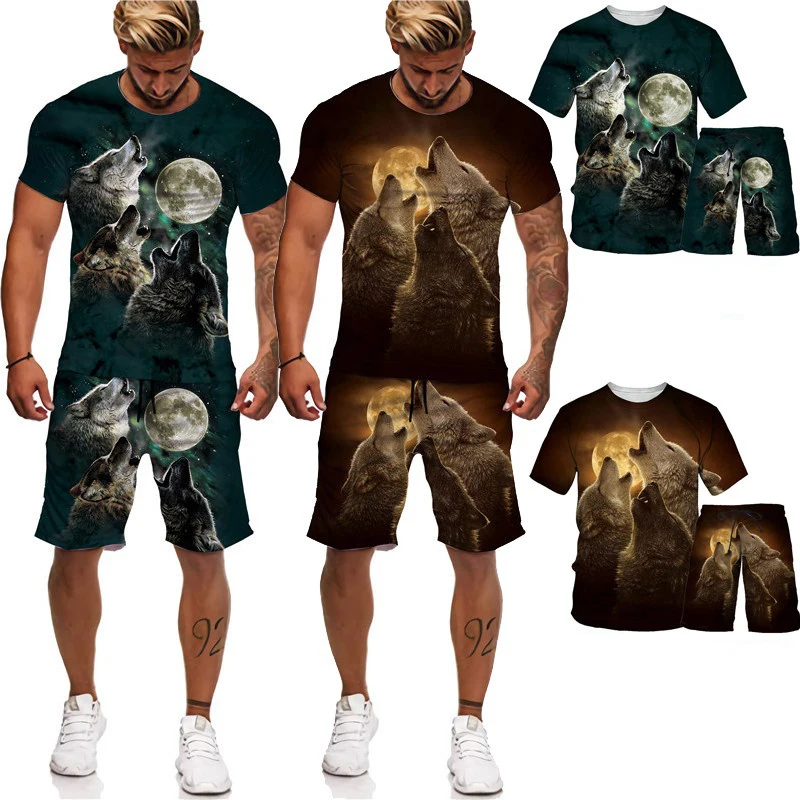 

Ferocious Wolf Summer 3D Printed Men's T-shirt Shorts Set Men's Sportswear Tracksuit O Neck Short Sleeve Men's Clothing Suit