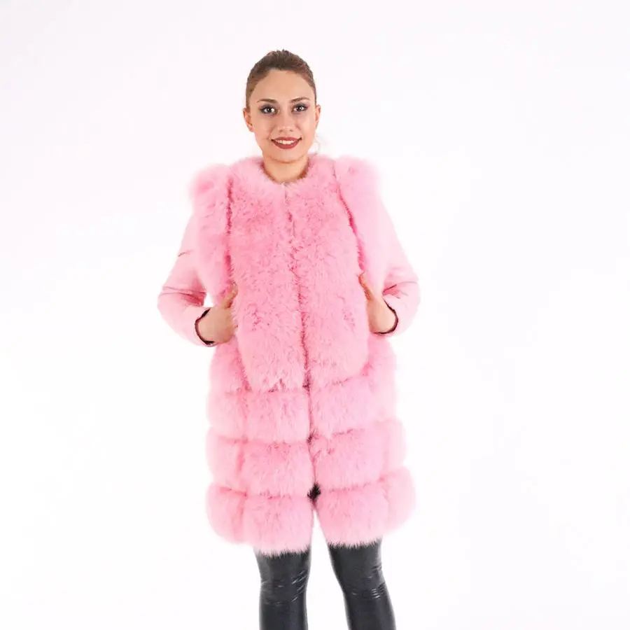 Fashion winter warm  jacket natural fox fur real fox fur coat winter thick warm coat 2021 Sleeve Checked, acronym zipper