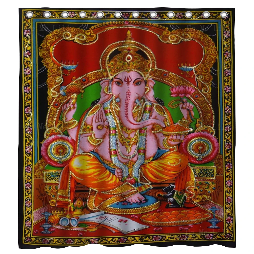 

Hindu God Lord Ganesha Krishna Playing The Flute Nation Boho Religious Shower Curtain By Ho Me Lili For Bathroom Decor