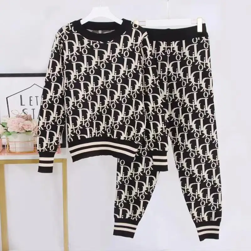 

Fashion Knitting Suit 2021 Spring And Autumn New Style Foreign Style Leisure Sports Age Reduction Two-Piece Suit