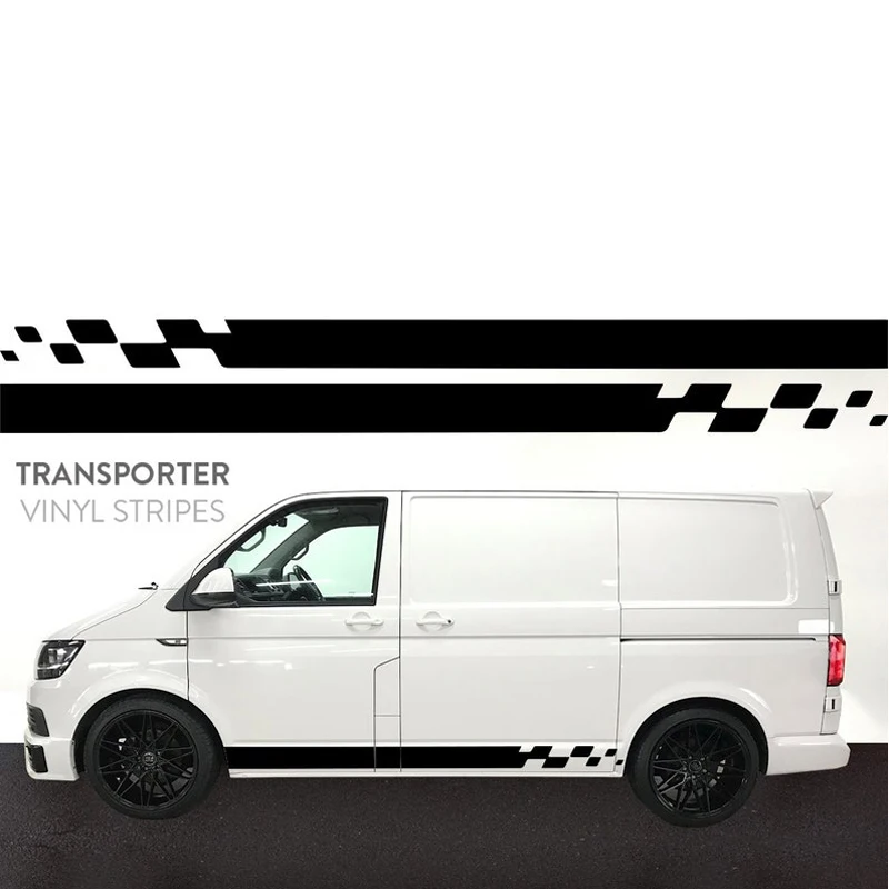 

Спортивная сетчатая дизайнерская наклейка s для VW Transporter T5 T6, Виниловая наклейка для автомобиля, наклейки, дизайн в полоску, графика, автомоб...