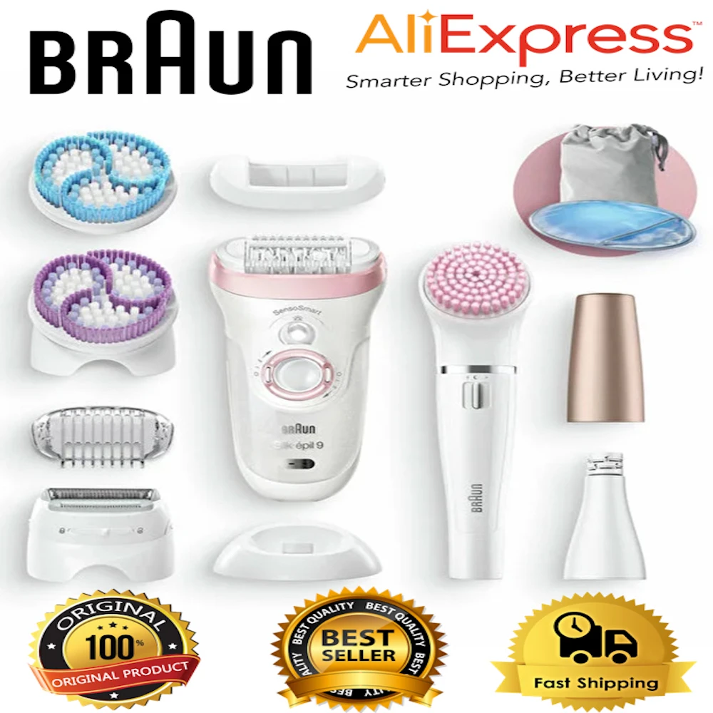 

Braun 9-975 Silk-Epil 9 Sensosmart Technology Wireless Wet & Dry Epilator & Beauty Set, 7 Attachment Heads Pink