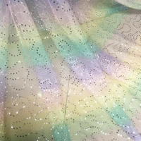 rainbow sequins tulle fabric with gradient colors colorful sequined mesh lace fabric bridal tulle lace fabric by the yard