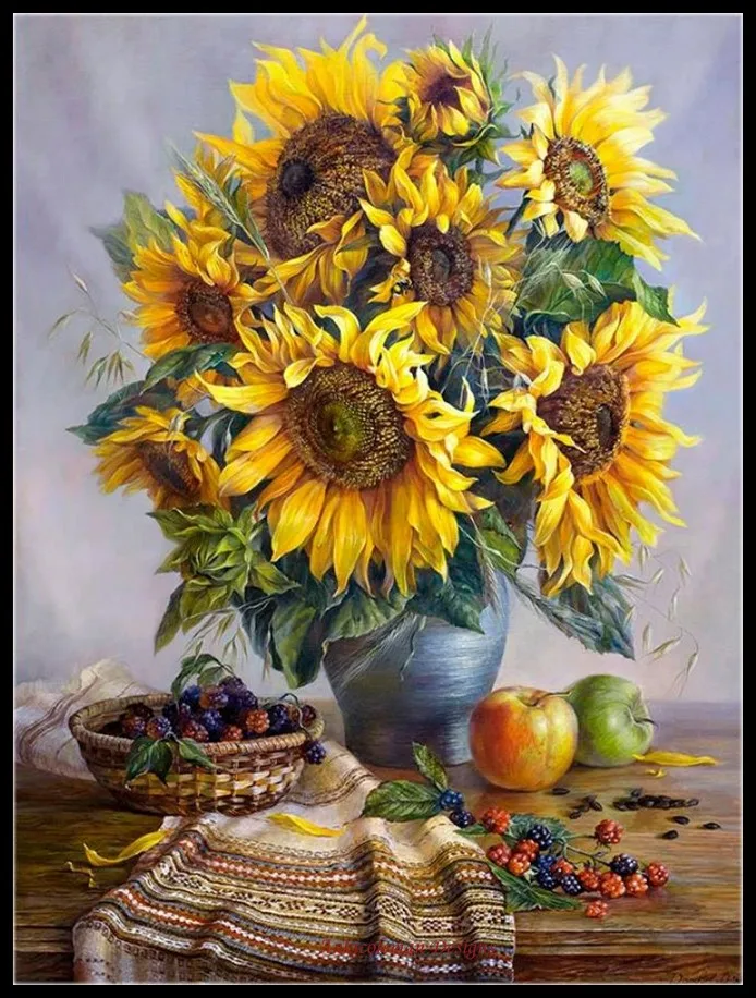 

Sunflowers 2 - Counted Cross Stitch Kits - DIY Handmade Needlework for Embroidery 14 ct Cross Stitch Sets Oil painting