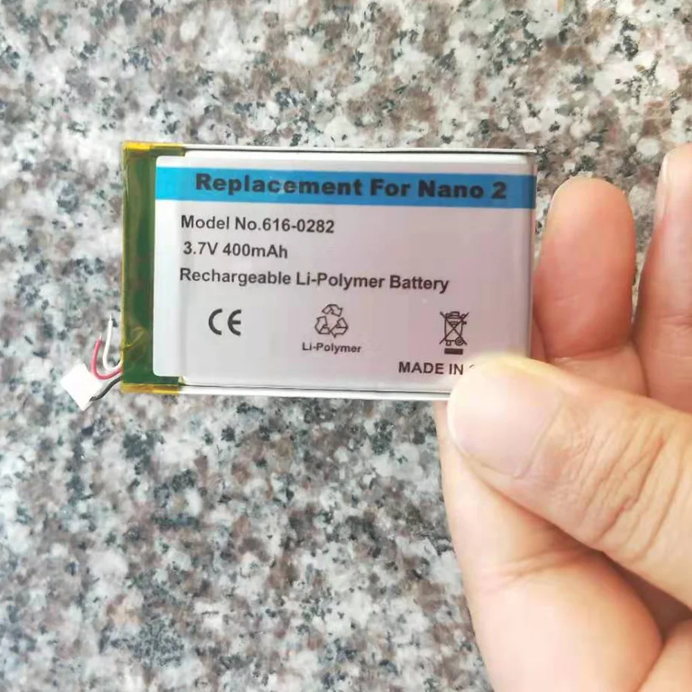 ISUNOO 10pcs/lot High Capacity 3.7V Li-ion Battery Replacement 400mAh for iPod Nano 2 2G 2nd Gen MP3 | Mobile Phone Batteries