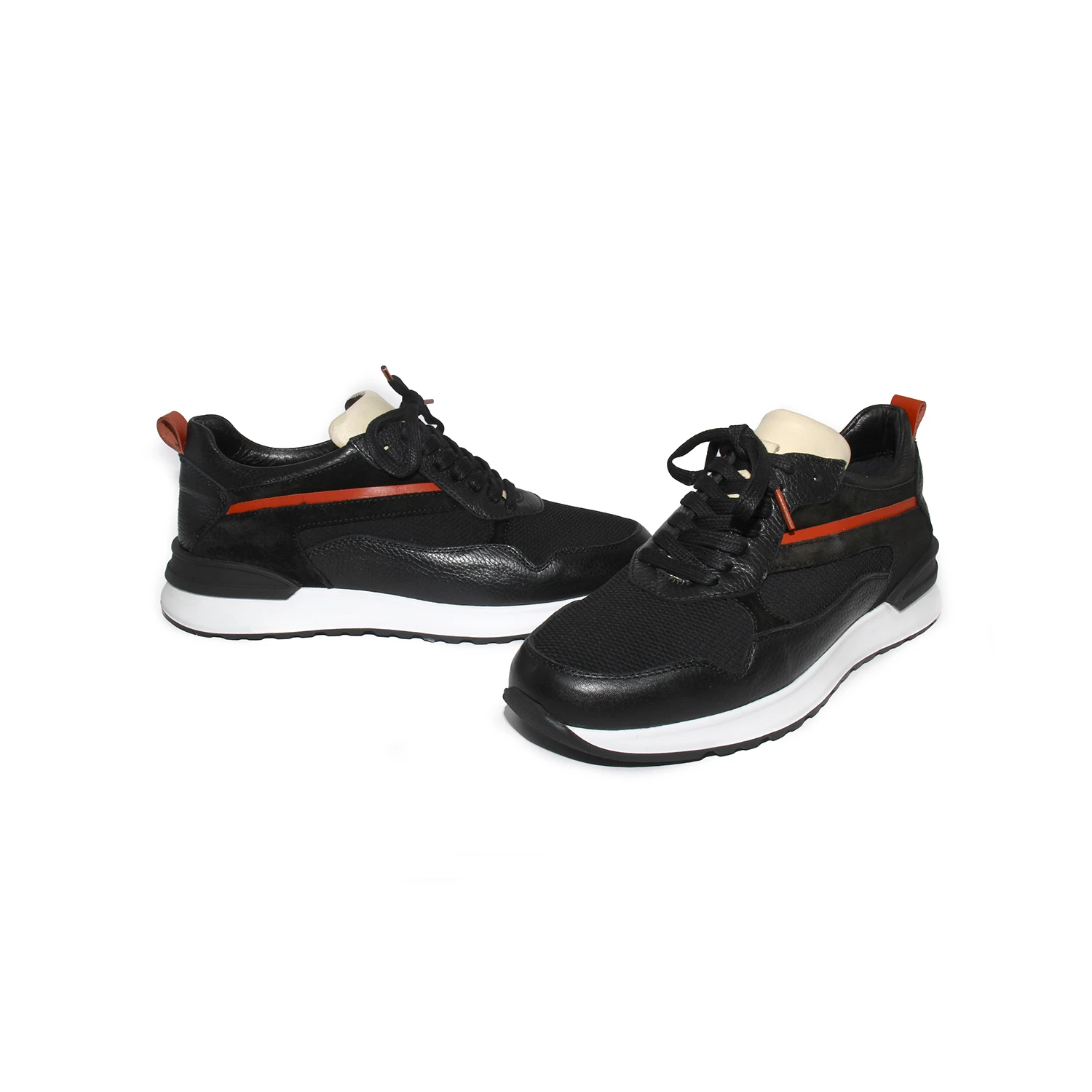 

Handmade Black & Red Sport Running Shoes with Lightweight EVA Soles, Sport Training Footwear, Genuine Calf Leather, 2021