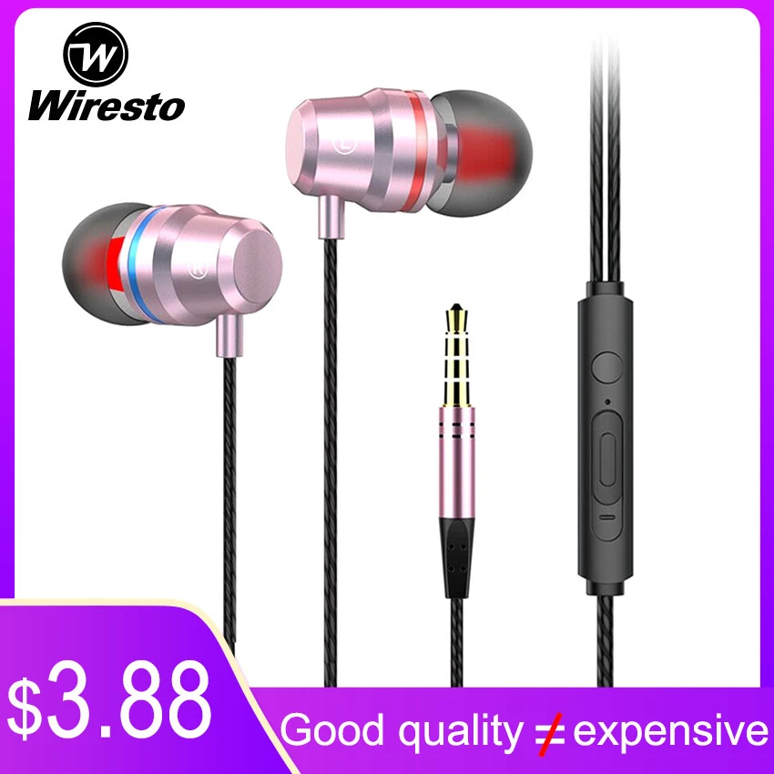 Проводные наушники вкладыши Wiresto Hi Fi стереонаушники с шумоподавлением гарнитура