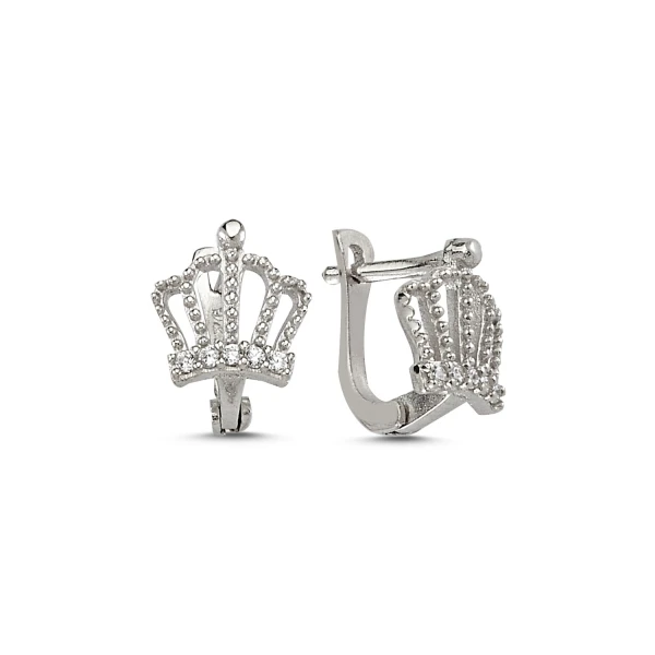 

Silver 925 Sterling Zircon Cubic Zirconia Crown Earrings