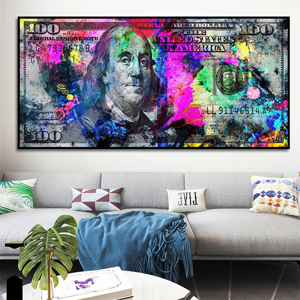 

Dollar Bill Money Graffiti Art Canvas Paintings Prints Posters Wall Picture Modern Living Room Home Office Decoration Frameless