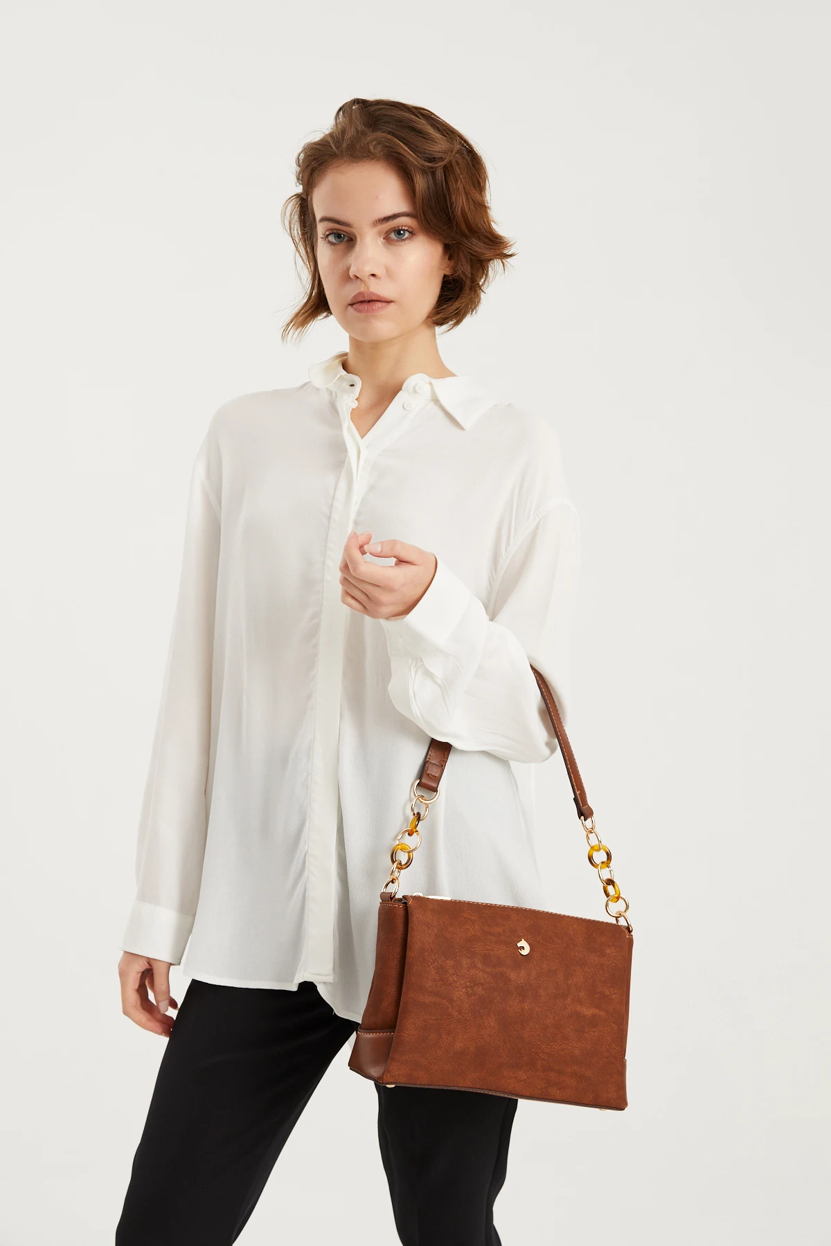 

2020 top Brand Luxury Fashion Women Brown Faux Leather Shoulder Bag APBV001600 Aqua di Polo 1987