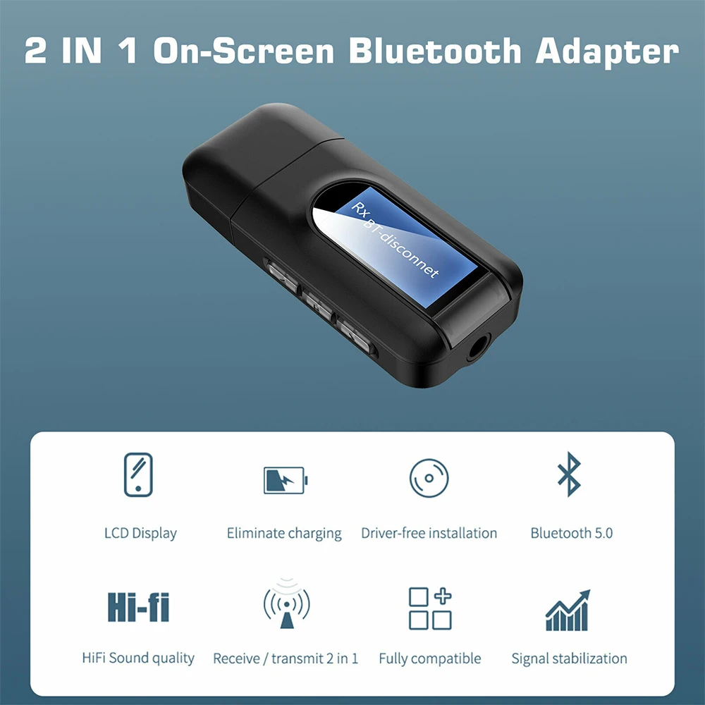 4 в 1 Bluetooth 5 0 передатчик приемник беспроводной ЖК-дисплей Музыка Аудио Стерео 3 мм