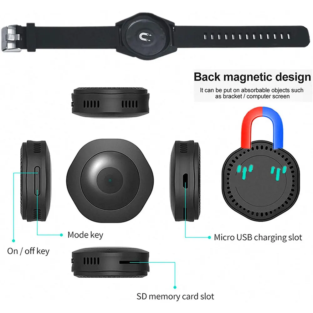 Мини-камера HD 720P Wi-Fi носимый браслет маленькая камера наручный IP