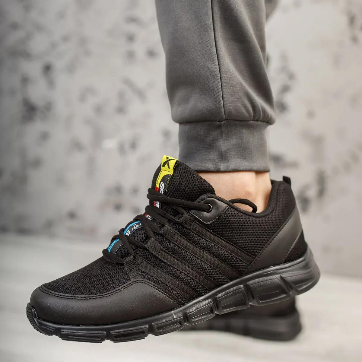 

Wawik Advanced Orthopedic Text Black Men's Sport Shoes New Season Comfortable Soles Synthetic Leather Made in Turkey