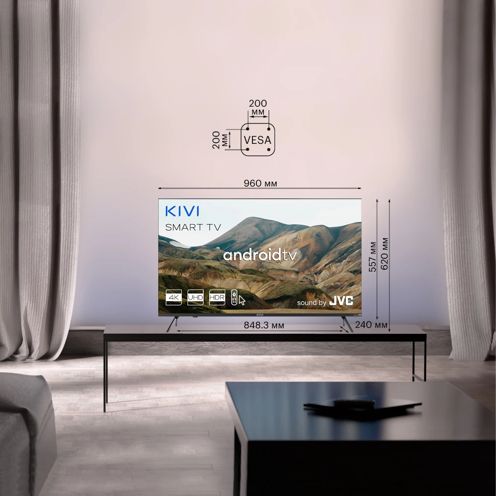 Телевизор KIVI 43" 43U740LB / UHD 4K Smart TV Google Android 9.0 HDR Голосовой ввод Wi-Fi 5GHz | Электроника