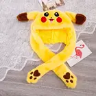 Пушистая светящаяся RGB шапка с ушками Пикачу Стич Единорог