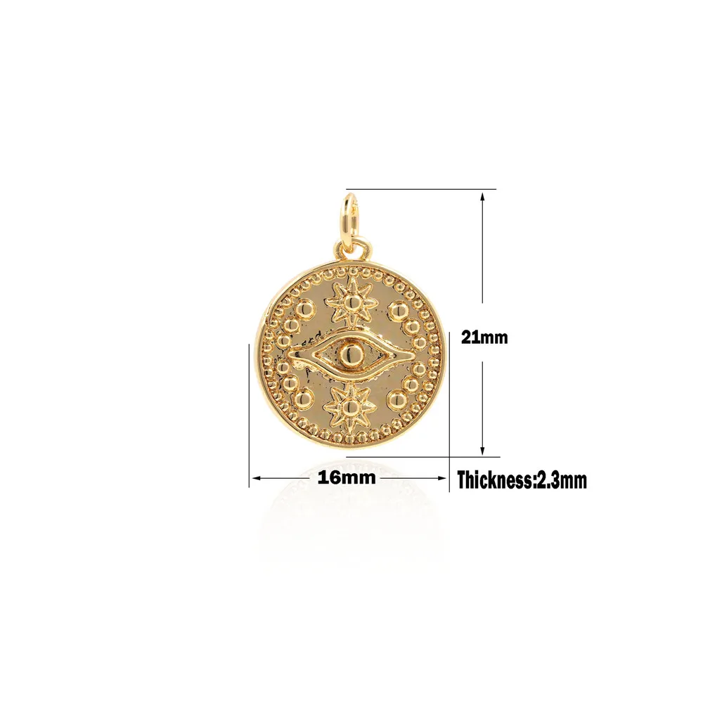 

Evil Eye Round Coin Necklace Embossed Magic Eye Pendant Pharaoh's Eye Pendant DIY Jewelry Making Accessories 21x16x2.3mm