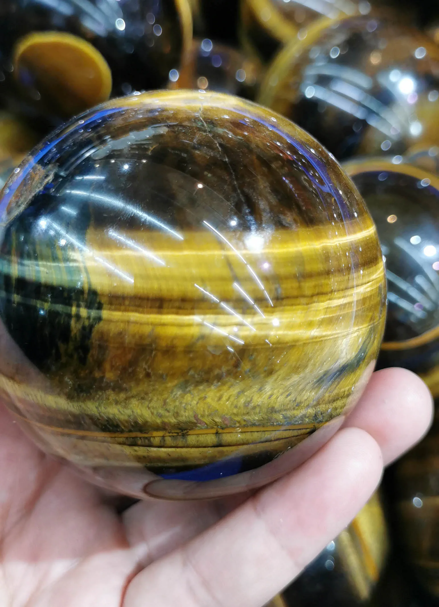 Оптовая продажа подлинный камень тигровый глаз полированная Сфера 30-200 мм (8