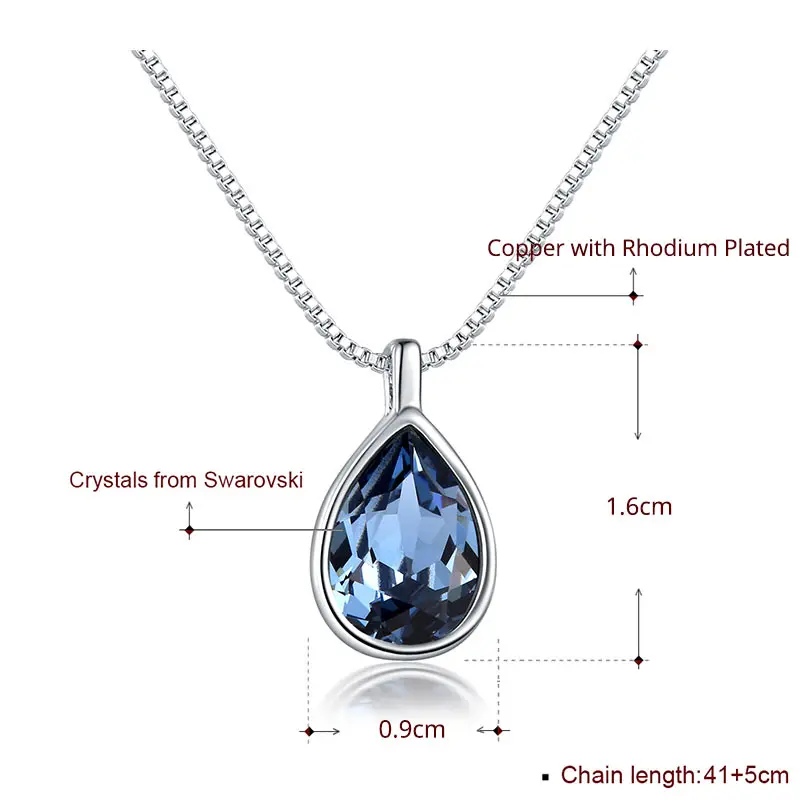 

Baffin Blue Water Drop Pendant Necklace With Crystals from Austria Silver Color Daily Jewelry Gifts for Women Girls