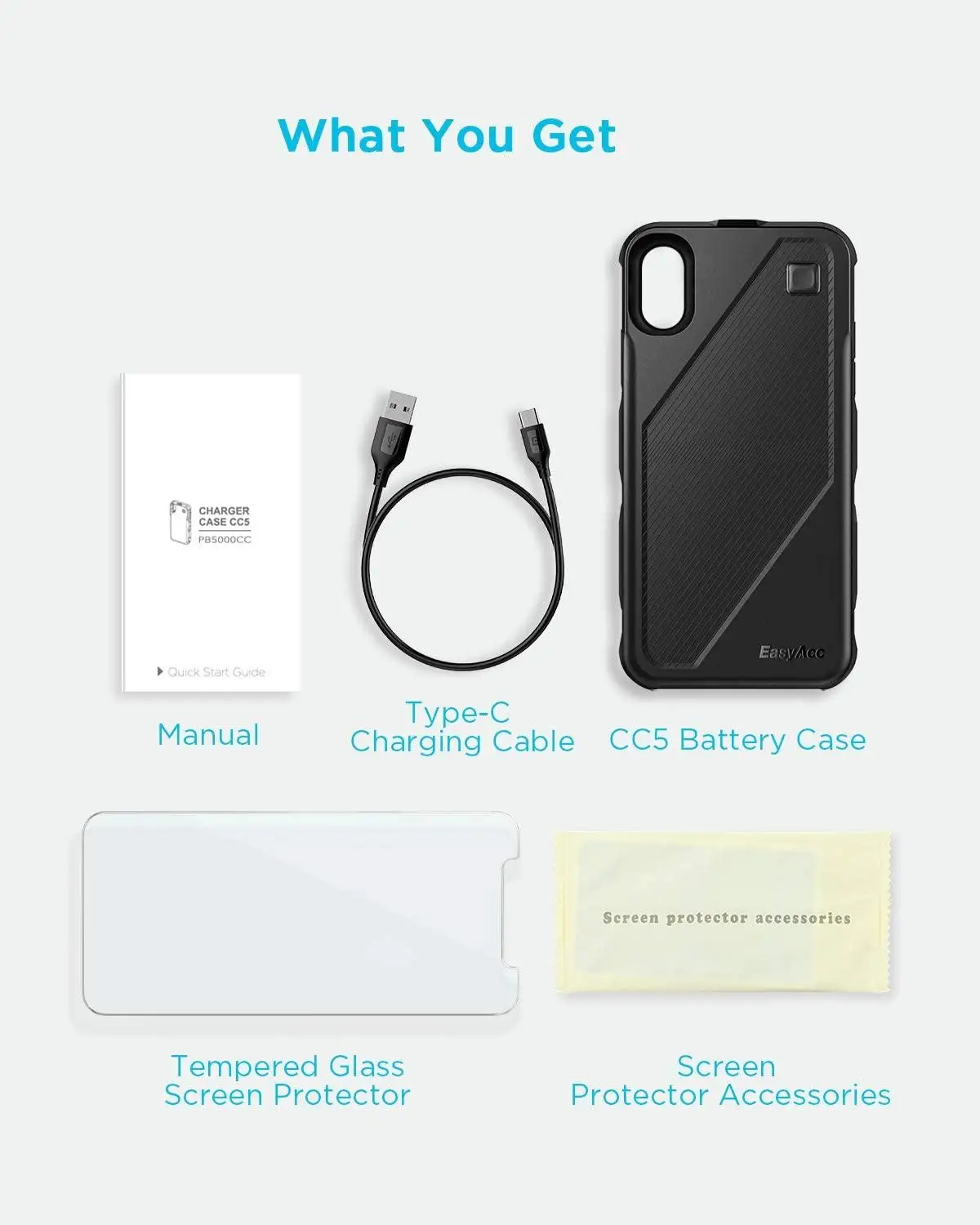 Зарядное устройство EasyAcc для iPhone Xs/X 5000 мАч беспроводное зарядное Qi чехол XS X Лидер