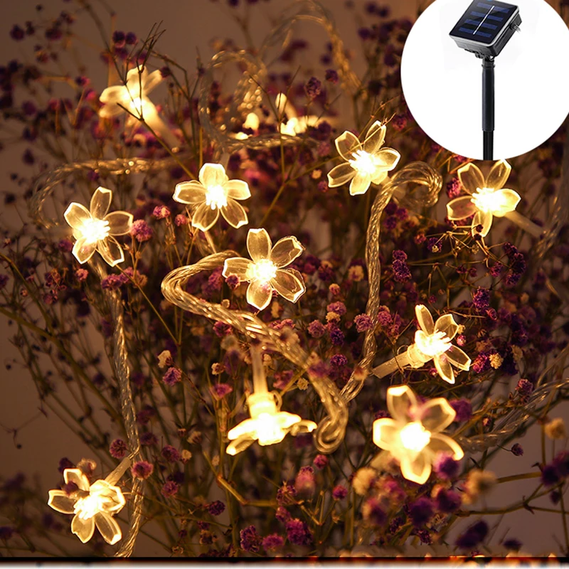 7 м 50LED солнечный светильник строка светодиодная лампа в виде вишневого цвета