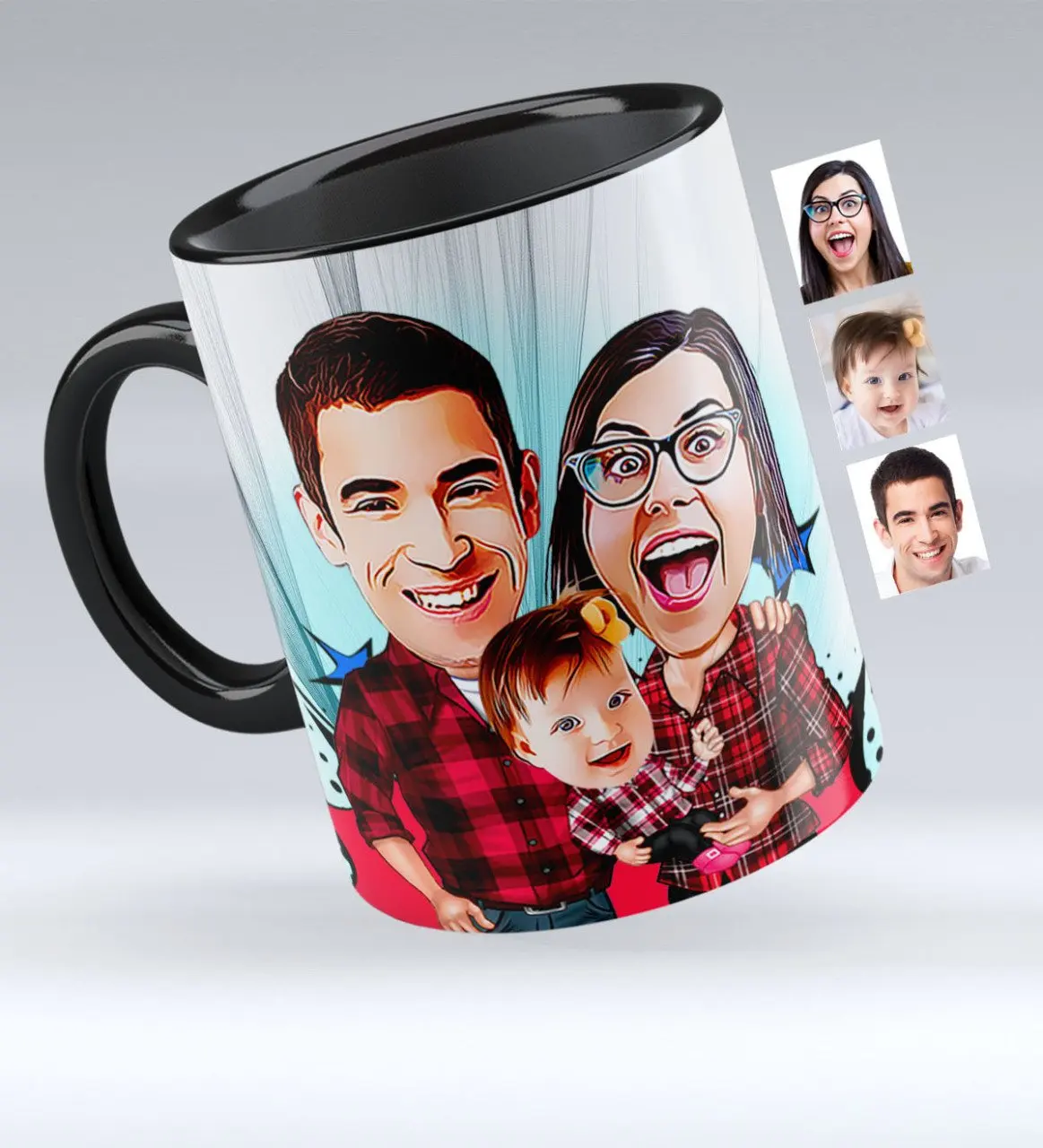 

Personalized Family Caricature Of Black Mug cup-2