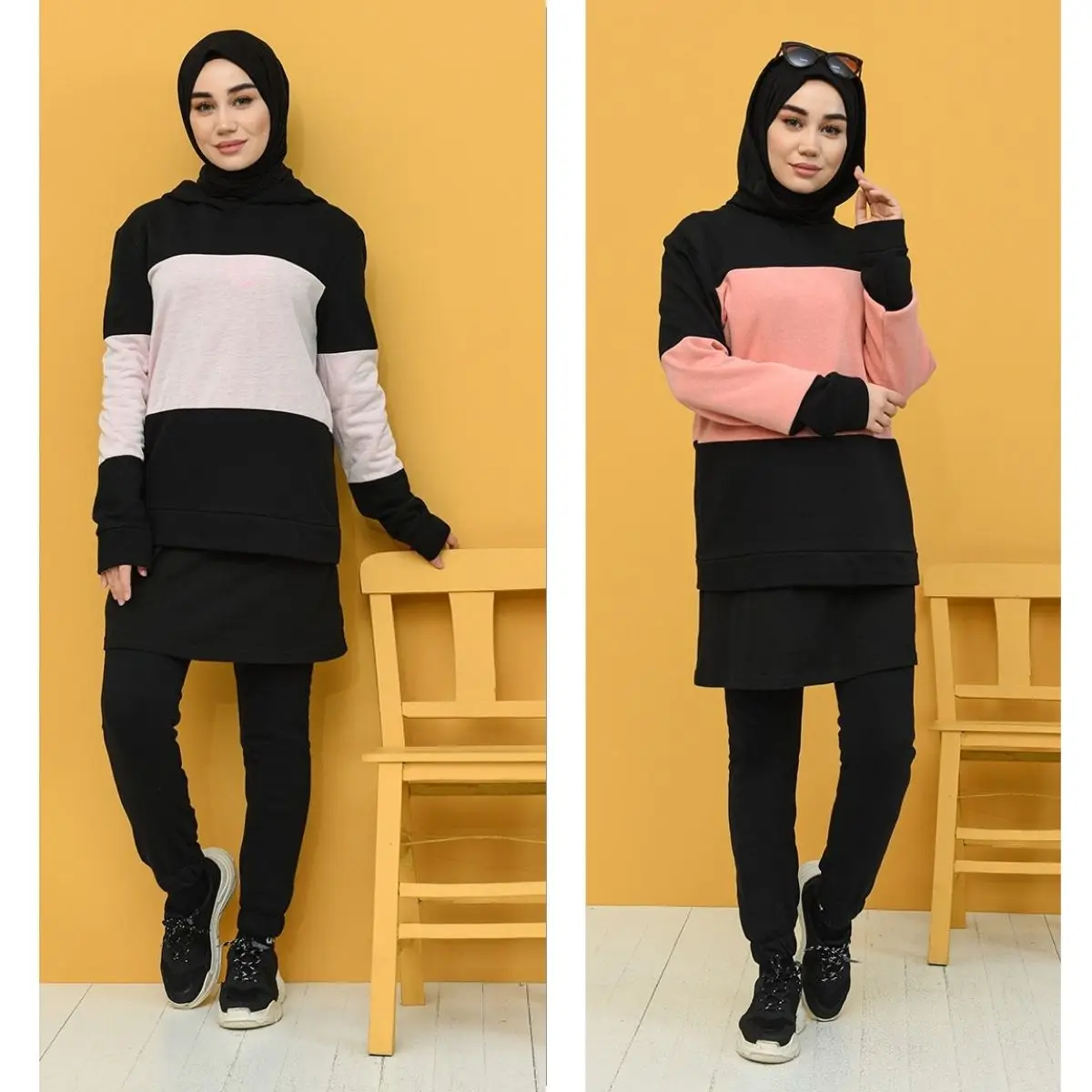 

Костюм спортивный женский с капюшоном, эластичные брюки с длинным рукавом, модная одежда в мусульманском стиле, повседневный сезонный удоб...