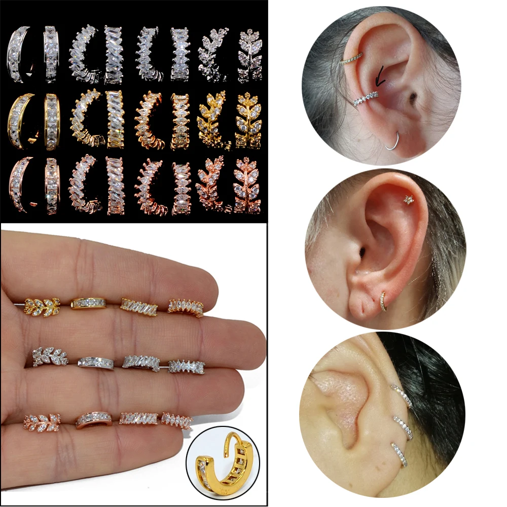 1 шт Cz Нос кольцо ложная ноздрей спирали Daith серьги на Козелок сверкающие чистым