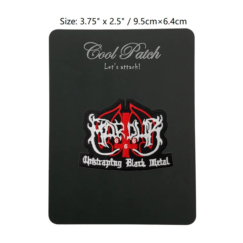 Черная металлическая музыкальная лента Мардук вышитая в стиле панк-рок новая