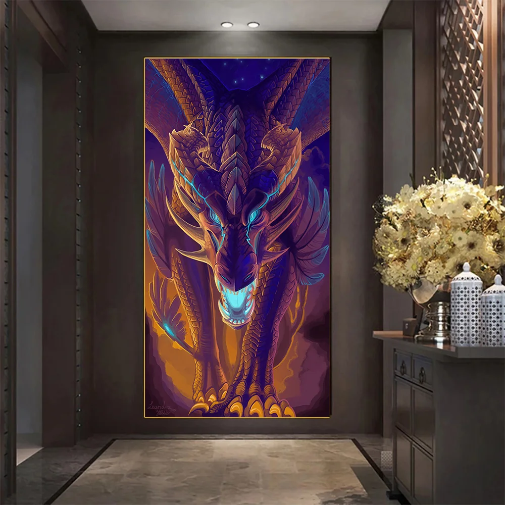 

The New Abstract Art Poster Western Dragon Canvas Painting Personalized HD Wall Art Pictures for Living Room Decor Cuadros