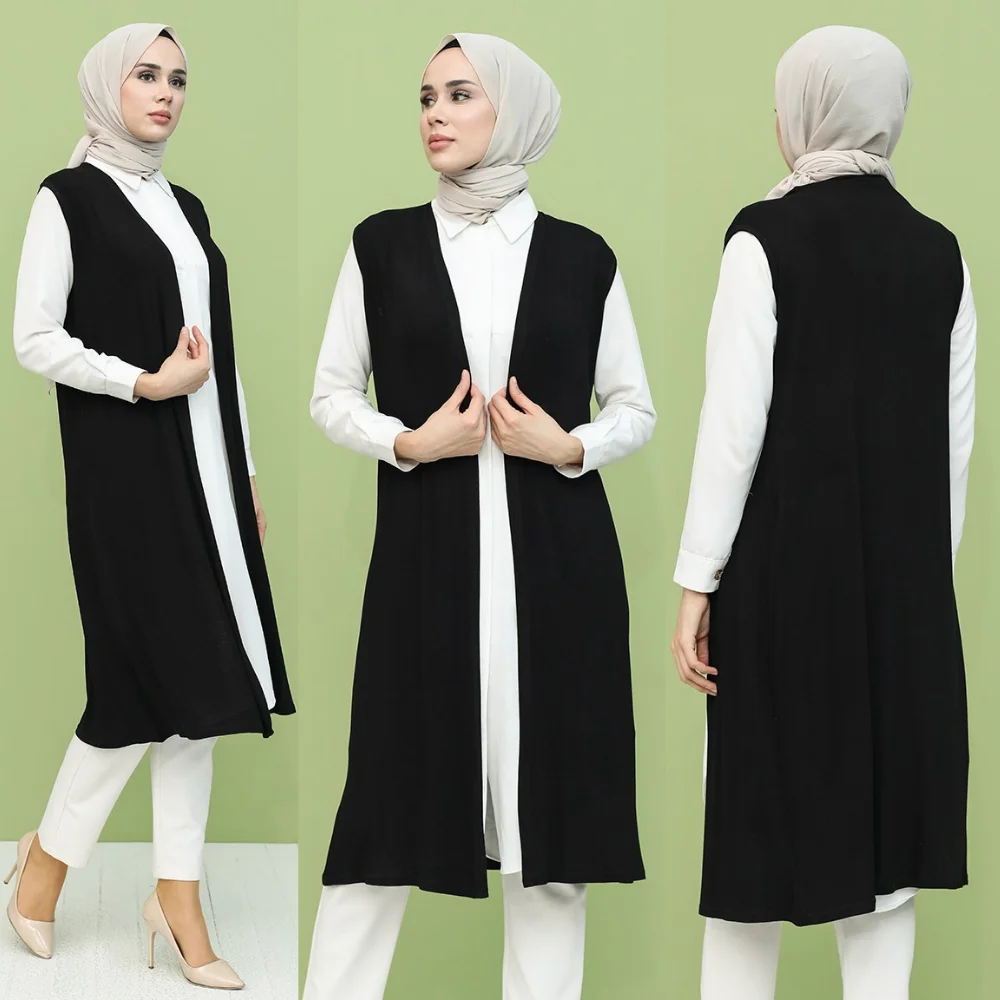 

Women Plain Seasonal Vest Jacket Muslim Hijab Clothing New Season Ramadan Dubai Arabia Mecca Kaaba Islam 100% Made in Turkey