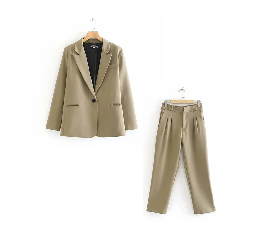 Женский комплект из блейзера и брюк Obrix свободная куртка с v-образным вырезом