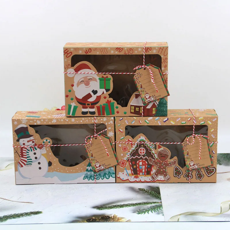 

Kraft Paper Bag Large size Candy Box Christmas party Favors Gift Box Package Birthday Party Decoration Bags With Ribbon
