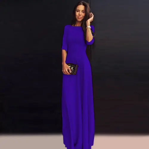 Женское длинное платье макси с полурукавами элегантное приталенное вечернее