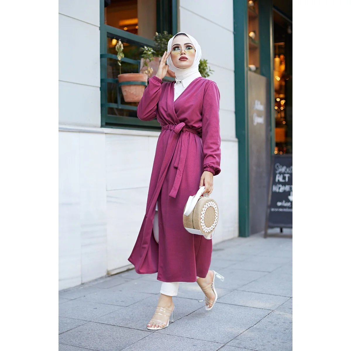 

Мусульманская женская накидка кафтан абайя Турция Дубай женская модная одежда длинная Осенняя Всесезонная накидка 2021 модная