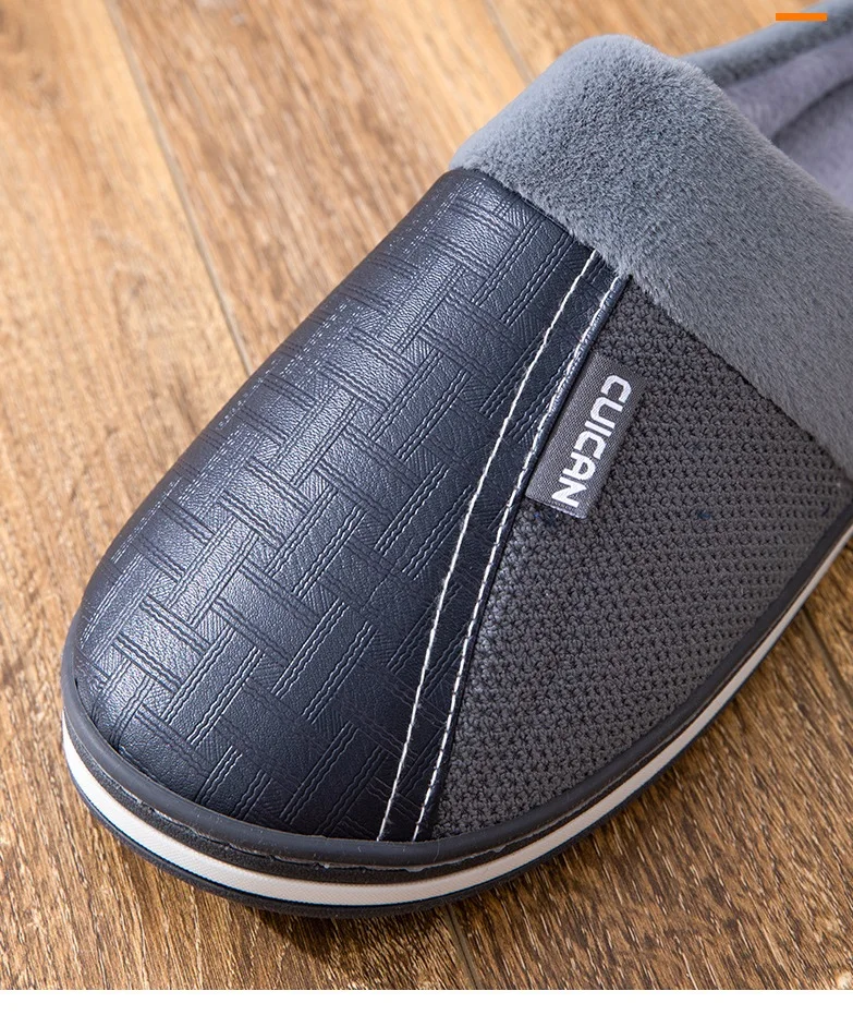 Шлепанцы мужские из мягкой кожи меховые сланцы домашняя обувь теплые тапочки для