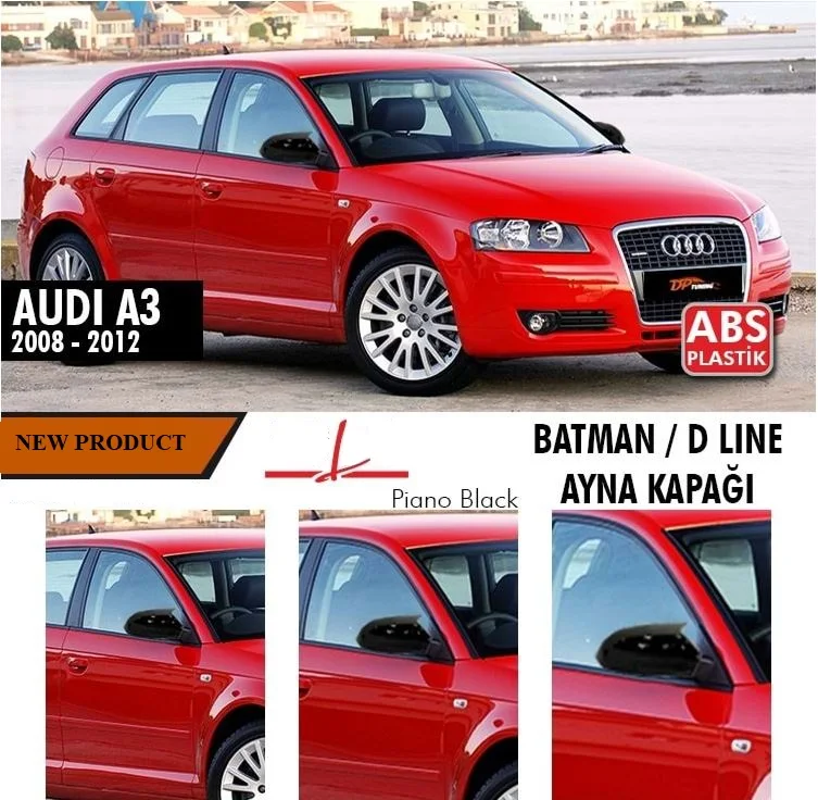 Зеркальный чехол Audi A3 8P с рисунком Бэтмена и летучей мыши черный/2008-2012 |