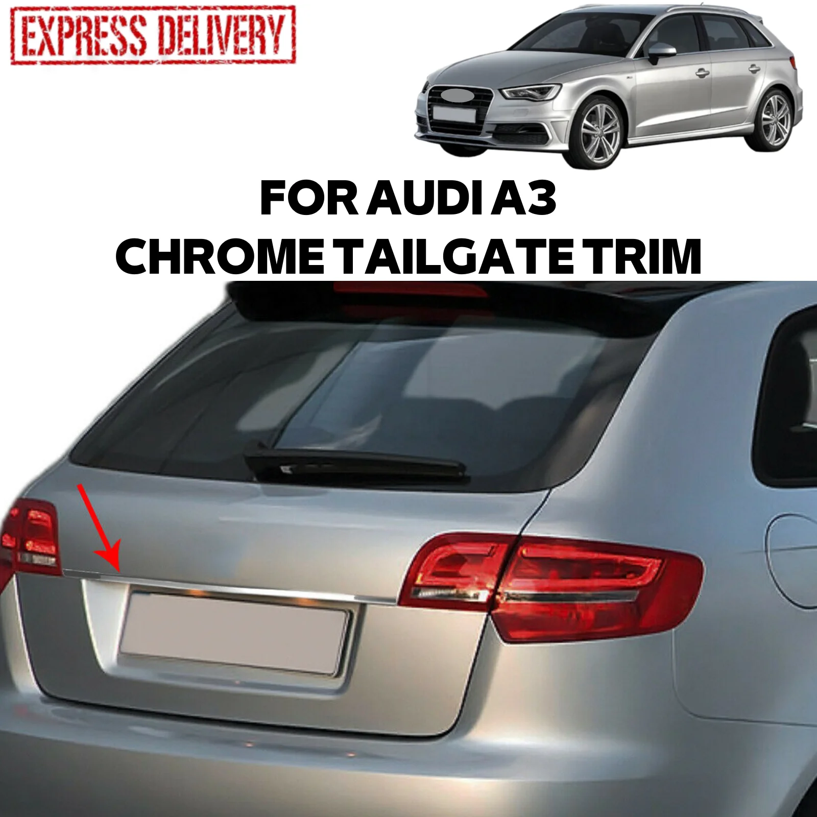 

Хромированная накладка на заднюю ручку багажника для AUDI A3 2012-2019, автомобильные аксессуары из нержавеющей стали, новая модель, для использов...